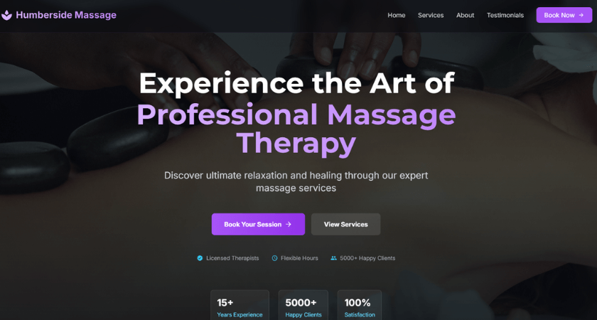 Massage therapy website demo preview