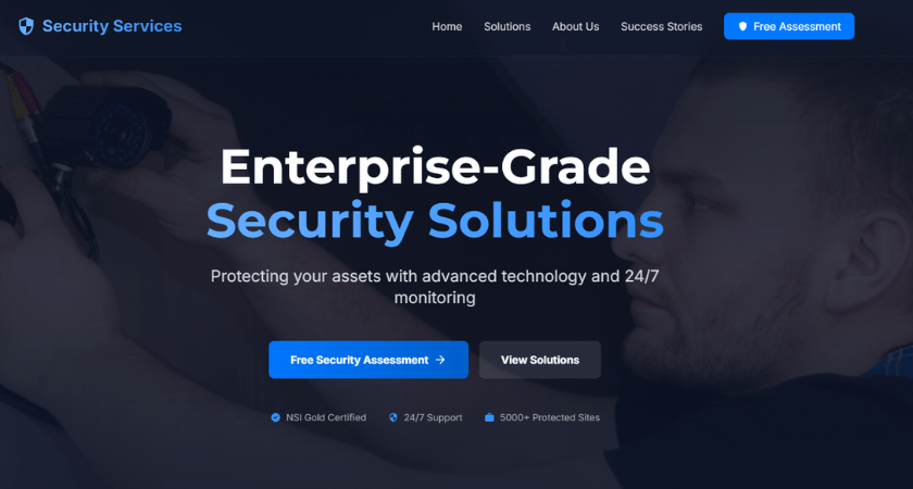 Security service website demo preview